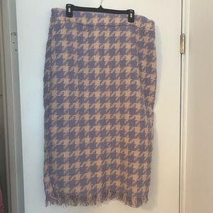 Pink and Purple Houndstooth Tweed Pencil Skirt